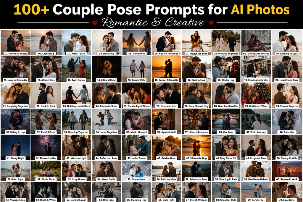 50+ Cinematic Couple Prompts for AI Images | Romantic & Realistic